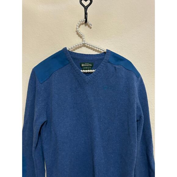 Beretta Wool Sweater Mens Size Small Blue Knit Pullover Jumper Made in Italy - Picture 2 of 12